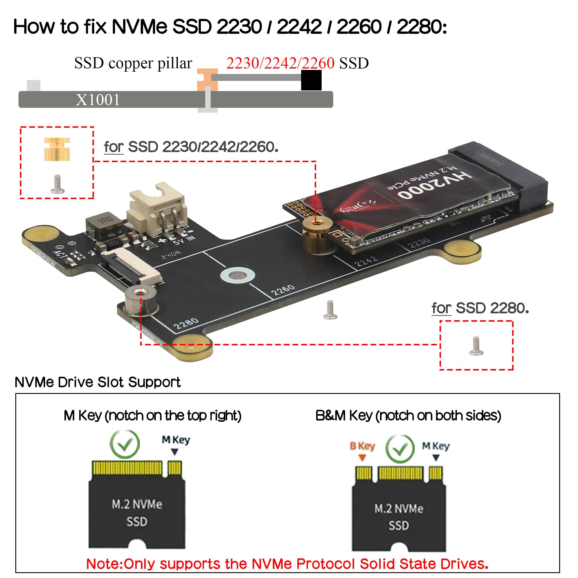 Amazon.com: Geekworm X1001 PCIe M.2 Key-M NVMe SSD PIP PCIe